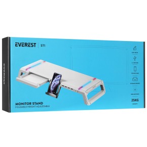 Everest ST1 4 USB Hub RGB Monitor White Stand