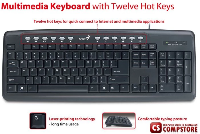 Клавиатура Genius KB-M220 (USB) Multimedia keyboard with twelve hot keys