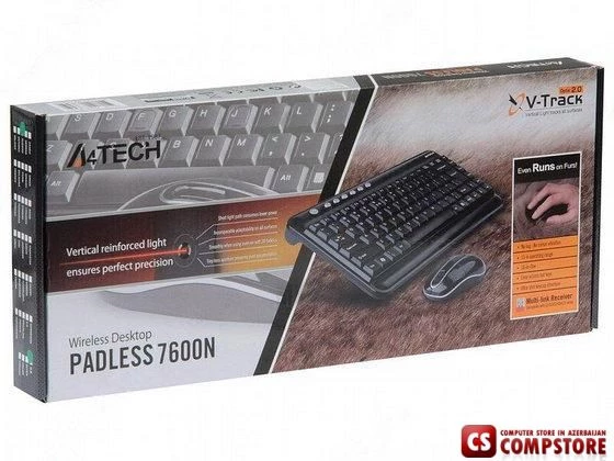 Беспроводная клавиатура и мышка A4Tech 7600N  V-Track Wireless Desktop (US/Rus/Aze Layout)