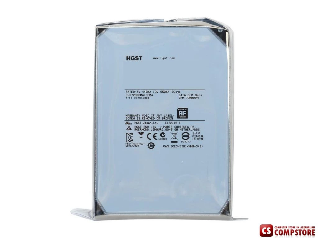 HGST Ultrastar He8 HUH728080ALE604 (0F23668) 8TB 7200 RPM 128MB Cache SATA 6.0Gb/s 3.5" Helium Platform