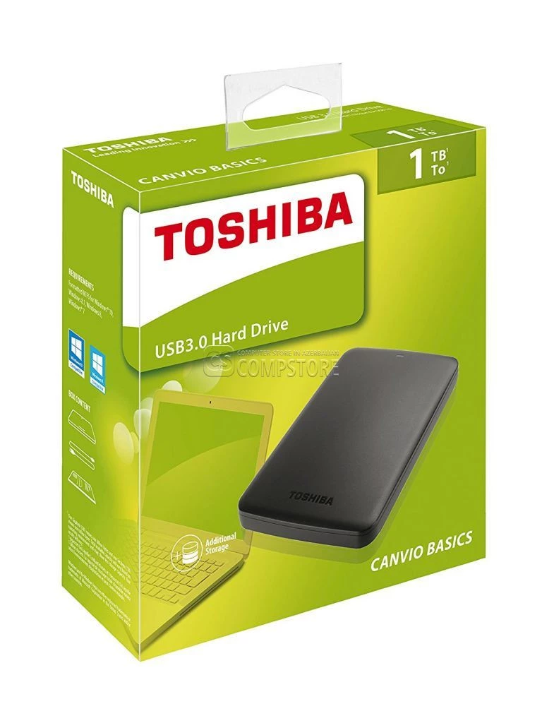 USB External HDD Toshiba Canvio Basics 1 TB USB 3.0 (HDTB310EK3AA)