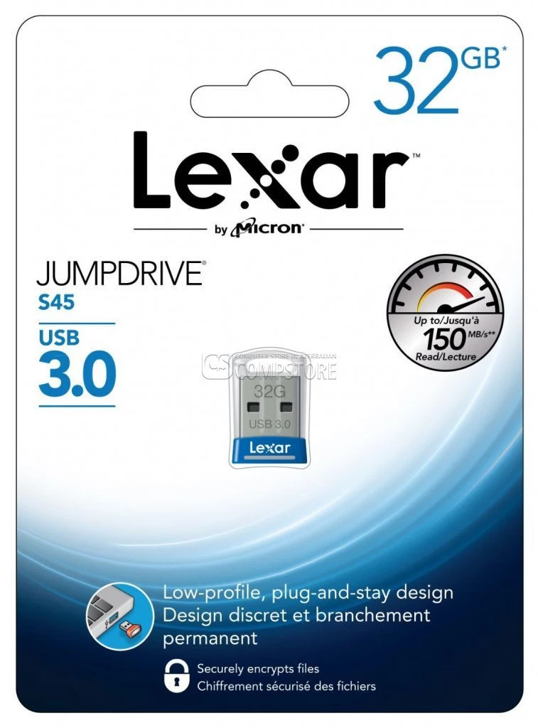 Lexar JumpDrive S45 32GB USB 3.0 Flash Drive - (LJDS45-32GABNL) (Blue)