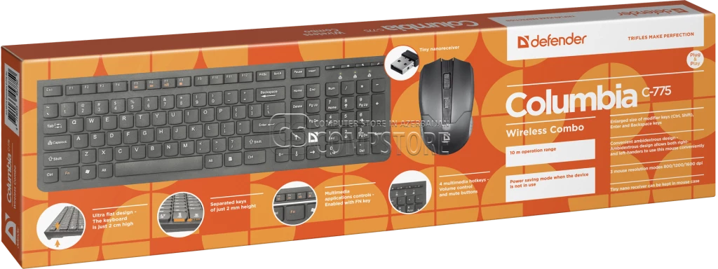 Wireless Keyboard Mouse Defender Columbia C-775 RU
