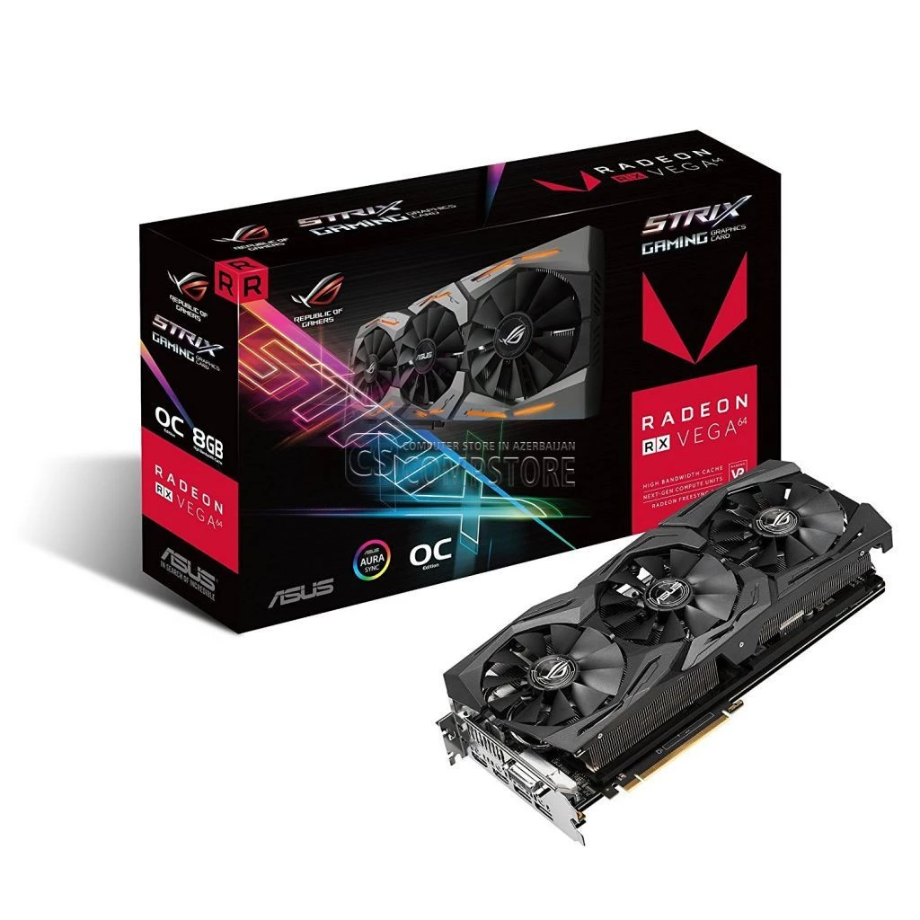 ASUS ROG STRIX Radeon RX Vega64 8GB OC Edition (ROG-STRIX-RXVEGA64-O8G-GAMING) (8 GB | 2048 Bit | 5K | VR)