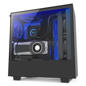 NZXT H500i ATX Computer Case, with with Digital Fan Control and RGB Lighting, Black/Blue (CA-H500W-BL)