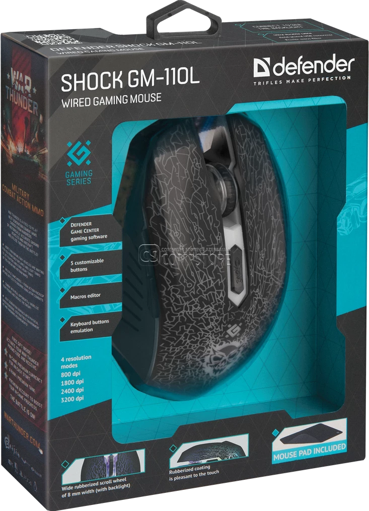 Gaming Mouse Defender Shock GM-110L (6 Button | 3200 DPI)