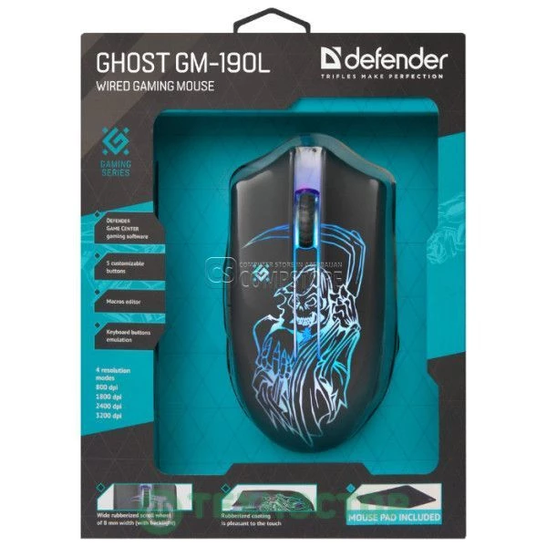 Gaming Mouse Defender Ghost GM -190L (6 Button | 3200 DPI)