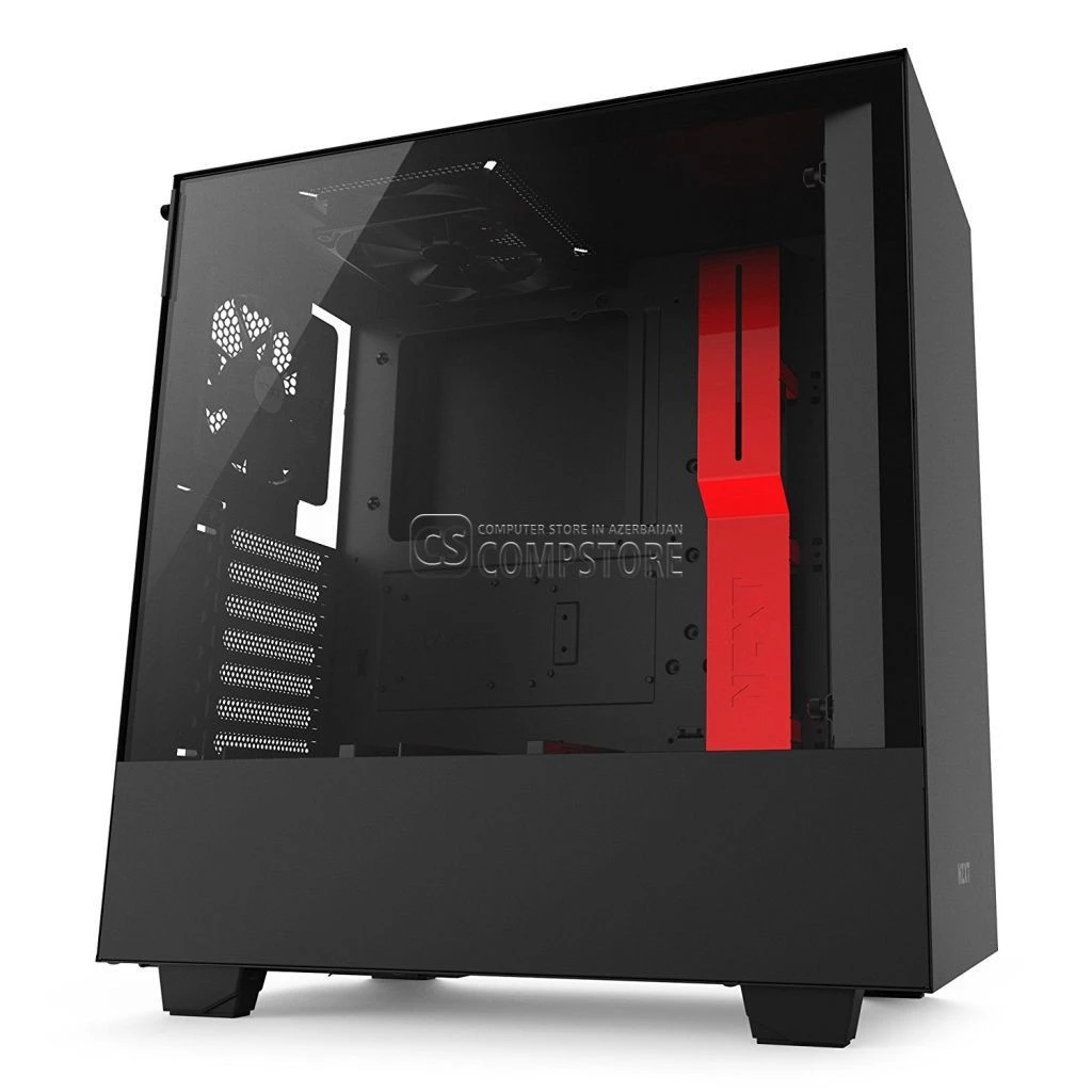 NZXT H500 ATX Black/RED Computer Case (CA-H500W-BR)
