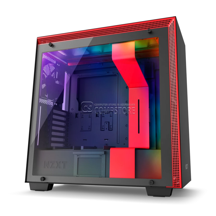 NZXT H700I Matte Black & Red Computer Case (CA-H700W-BR)