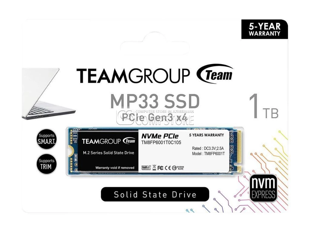 M2 SSD Team Group MP33 1 TB NVMe PCIe (TM8FP6001T0C101)
