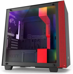 NZXT H400i Matte Black Red Computer Case (CA-H400W-BR)