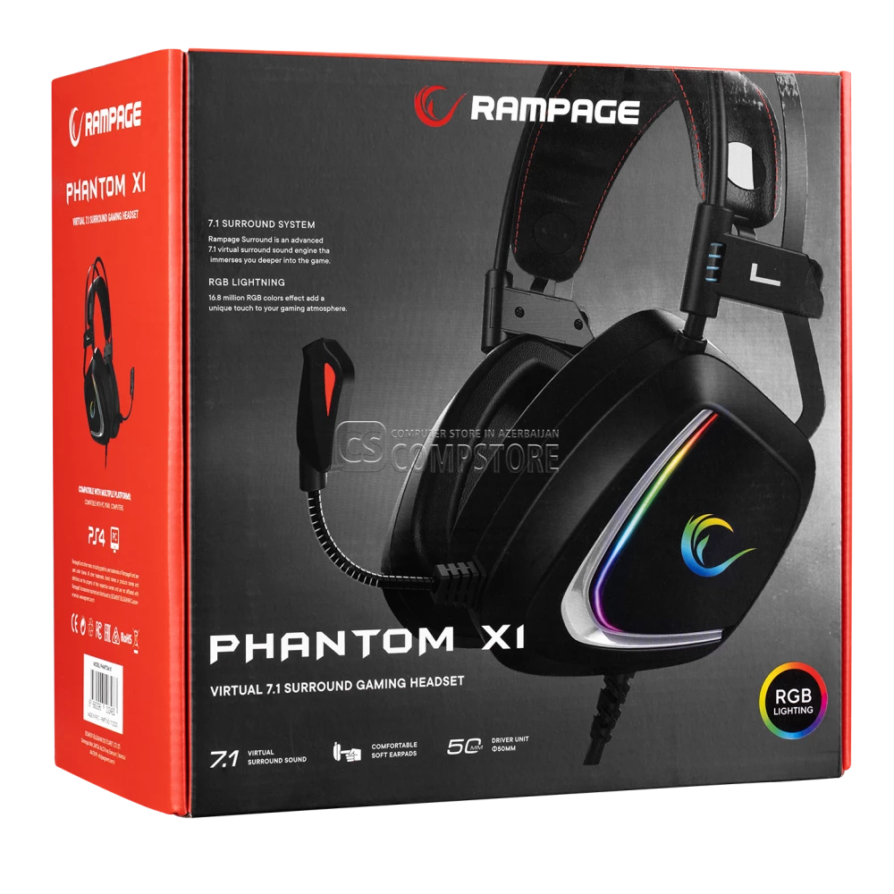 Rampage Phantom X1 7.1 RGB Gaming Headphone