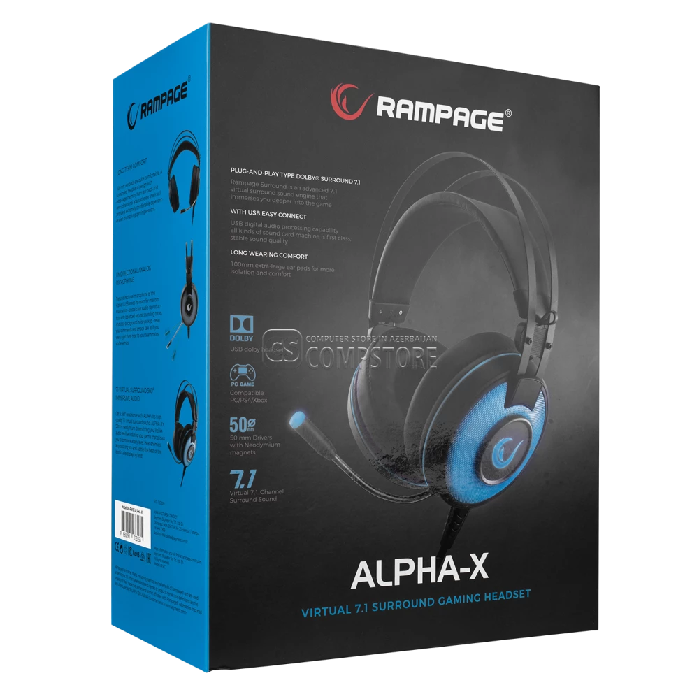 Rampage Alpha-X 7.1 Blue Gaming Headphone