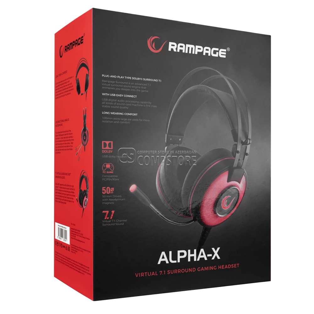 Rampage Alpha-X 7.1 Red Gaming Headphone