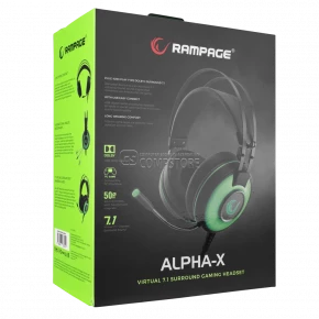 Rampage Alpha-X 7.1 Green Gaming Headphone