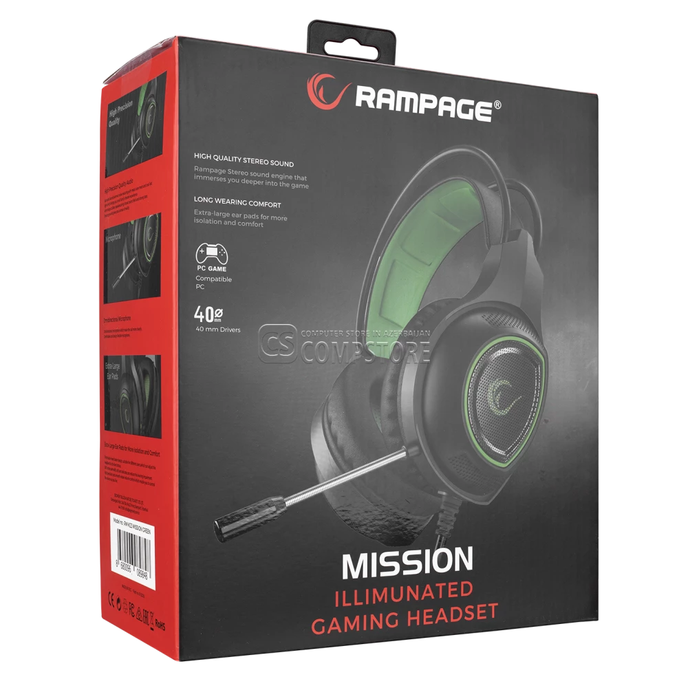 Rampage Mission RM-K23 Green Gaming Headphone
