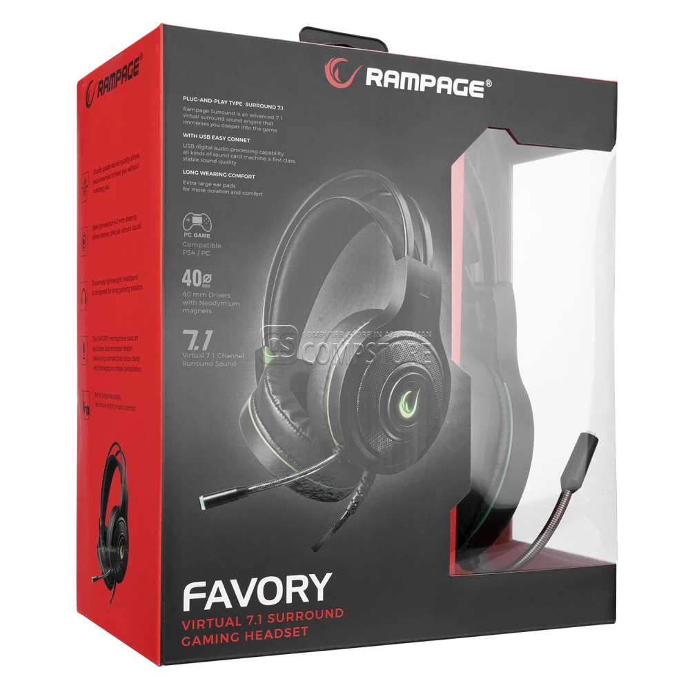 Rampage Favory Black 7.1 Gaming Headphone