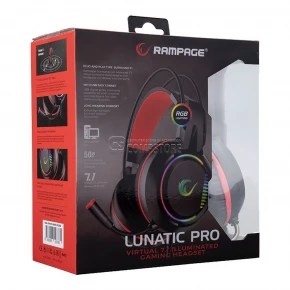 Rampage Lunatic Pro Black & Red 7.1 RGB Gaming Headphone