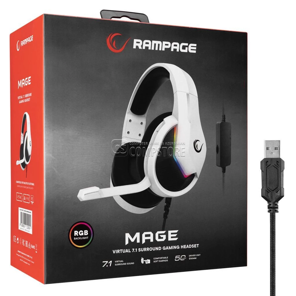 Rampage MAGE White 7.1 RGB Gaming Headset