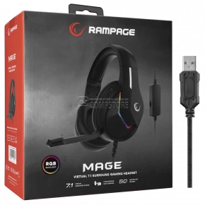 Rampage MAGE Black 7.1 RGB Gaming Headset