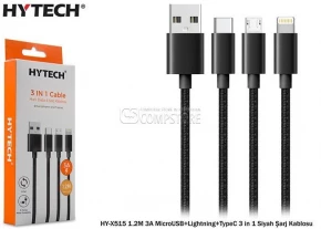 Hytech HY-X515 3A MicrcoUSB + Lightning + Type C 3 in 1 Charging Cable
