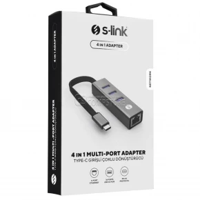 S-link Swapp SW-U3325 4 in 1 Gigabit Ethernet Type C Hub Adapter
