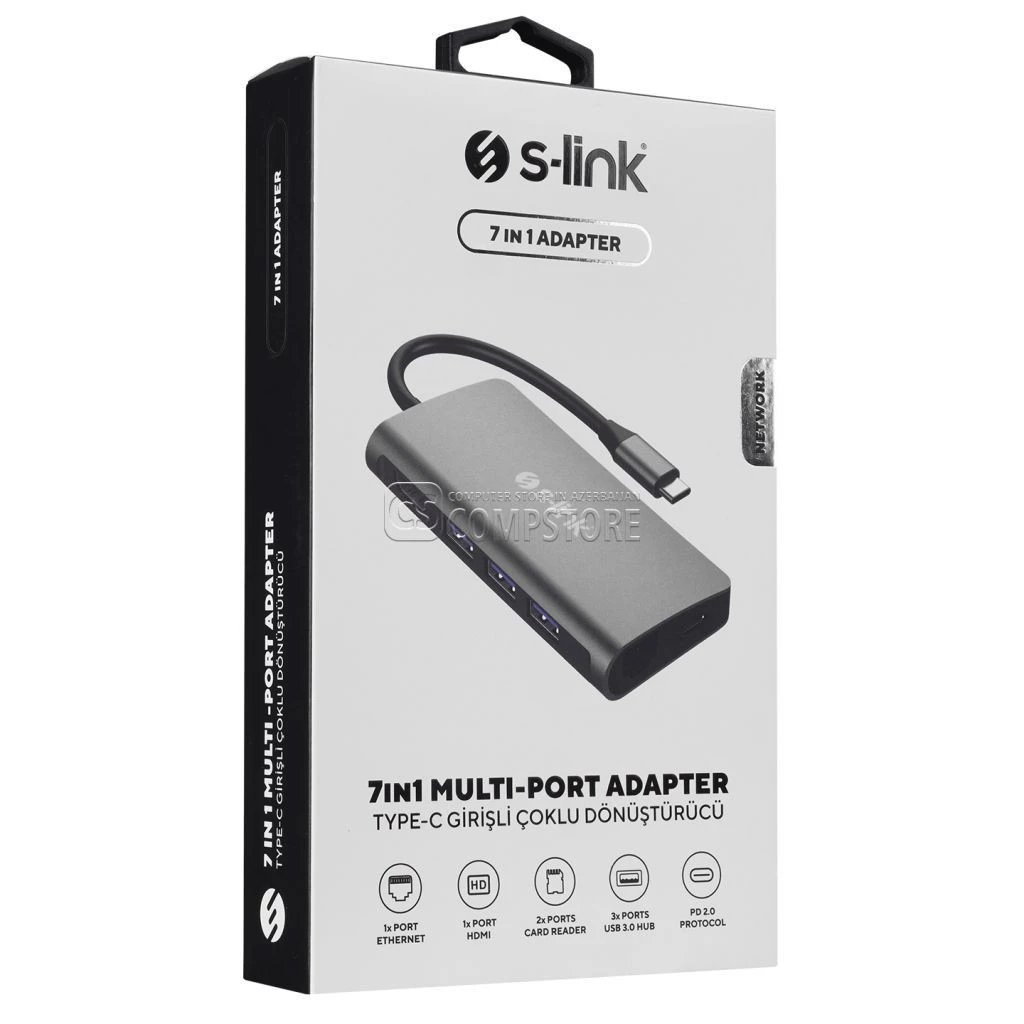 S-link Swapp SW-U5205 7 in 1 Type C Hub Adapter