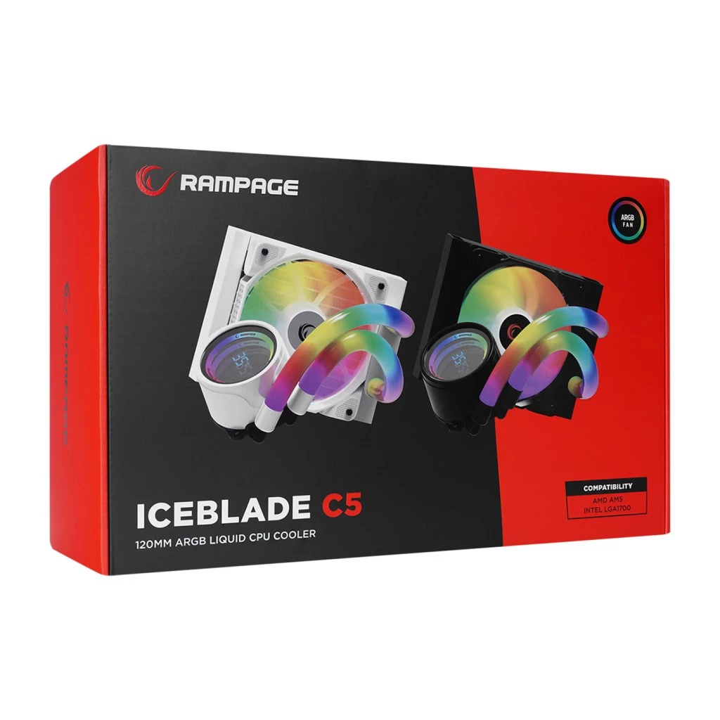 Rampage ICEBLADE C5 White 120 RGB Liquid CPU Cooler
