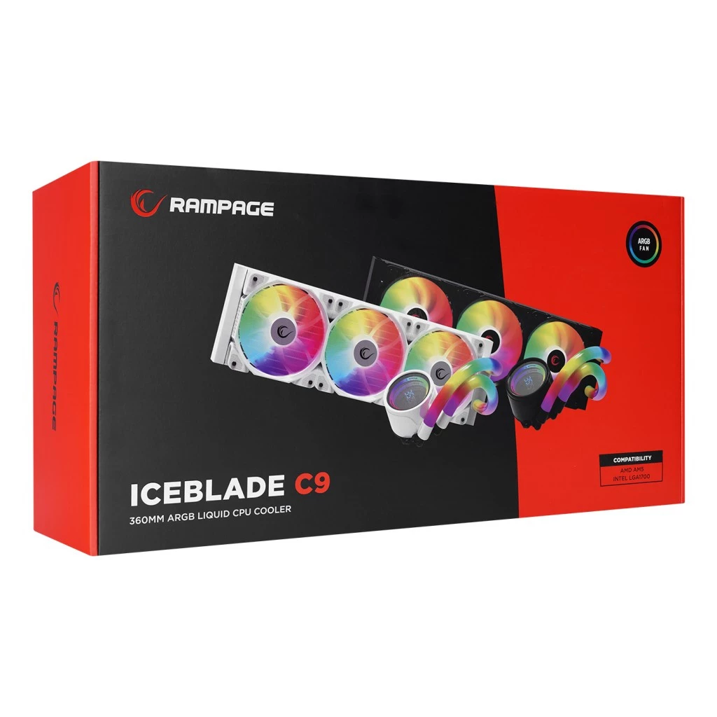 Rampage ICEBLADE C9 White 360 RGB Liquid CPU Cooler