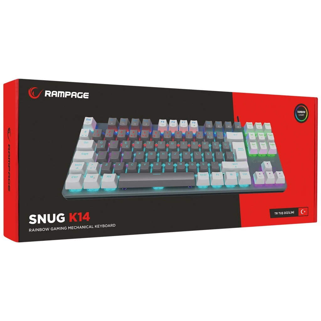 Rampage SNUG K14 Gray & White Blue Switch Gaming Keyboard