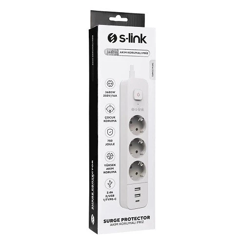 S-link SPG03TC 3 Gözlü Elektrik Uzadıcı