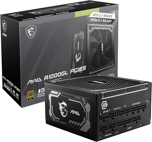 MSI MAG A1000GL PCIE5 1000W 80 PLUS® Gold Full Modullar Power Supply