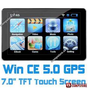 GPS навигатор 7.0" TFT LCD Sensitive Touch WIN CE 5.0 Car GPS Navigation ( Music/  Movie/ eBook/ Calculator/ Unit Converter/ 2GB SD)