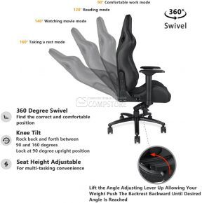 Anda Seat Dark Knight Black Gaming Chair (AD12XL-DARK-B-PV/C)
