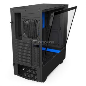 NZXT H500i ATX Computer Case, with with Digital Fan Control and RGB Lighting, Black/Blue (CA-H500W-BL)