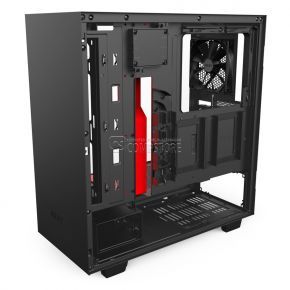 NZXT H500i ATX Computer Case, with Digital Fan Control and RGB Lighting, Black/Red (CA-H500W-BR)