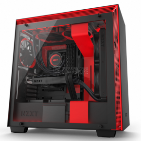NZXT H700I Matte Black & Red Computer Case (CA-H700W-BR)