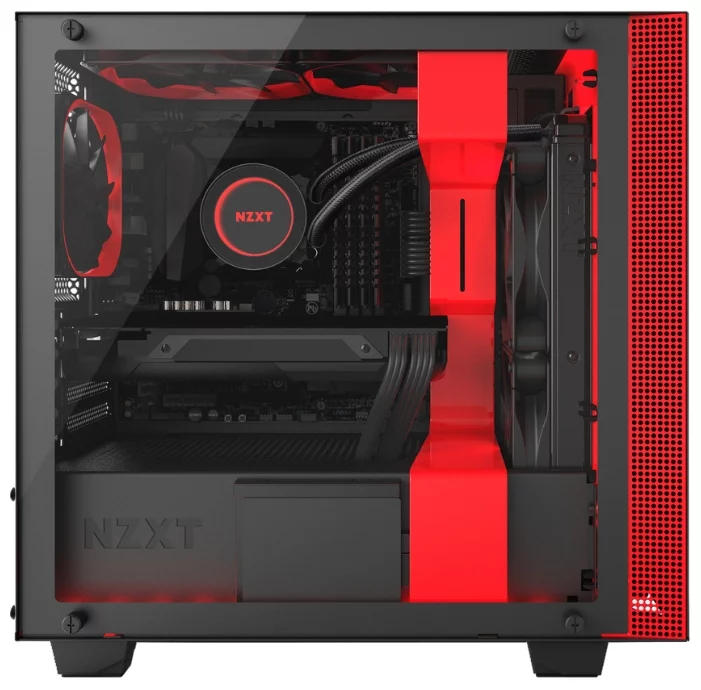 NZXT H400i Matte Black Red Computer Case (CA-H400W-BR)