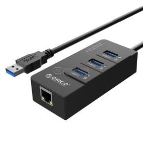 Orico USB Hub & Gigabit Ethernet (HR01-U3-BK)