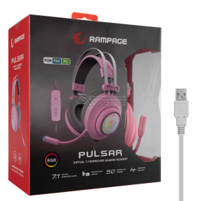 Rampage Pulsar 7.1 RGB Pink Gaming Headphone