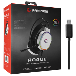 Rampage Rogue White RGB Gaming Headphone