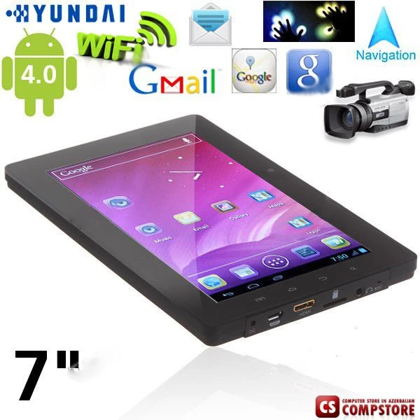Planshet "Hyundai" 7" Capacitive Touch Android 4.0.3 OS Tablet PC with WiFi/Camera (CPU 1200.0MHZ /RAM 368.3MB /8GB HD)