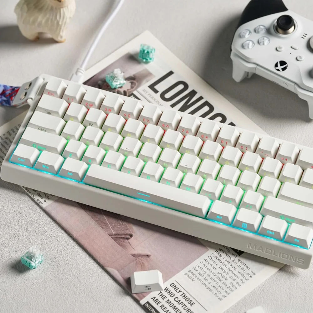 Madlions Mad 60 HE RGB Pro White 60% Wired Magnetic Switch Mechanical Gaming Keyboard