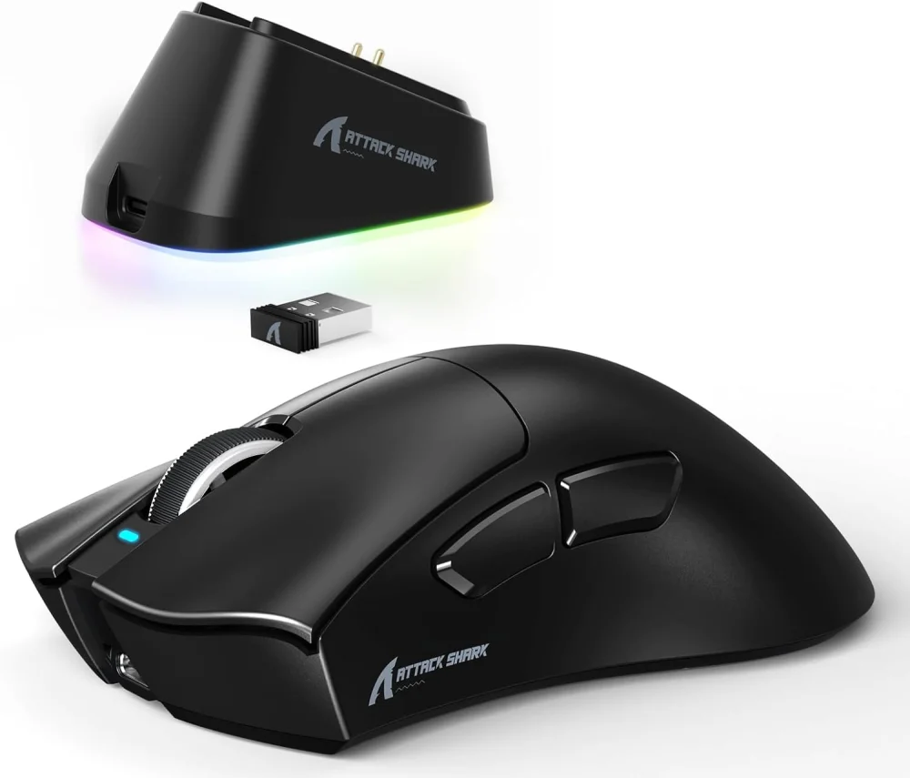 Attack Shark V3PRO Ultra-Light Tri-Mode Gaming Mouse with Charging Dock