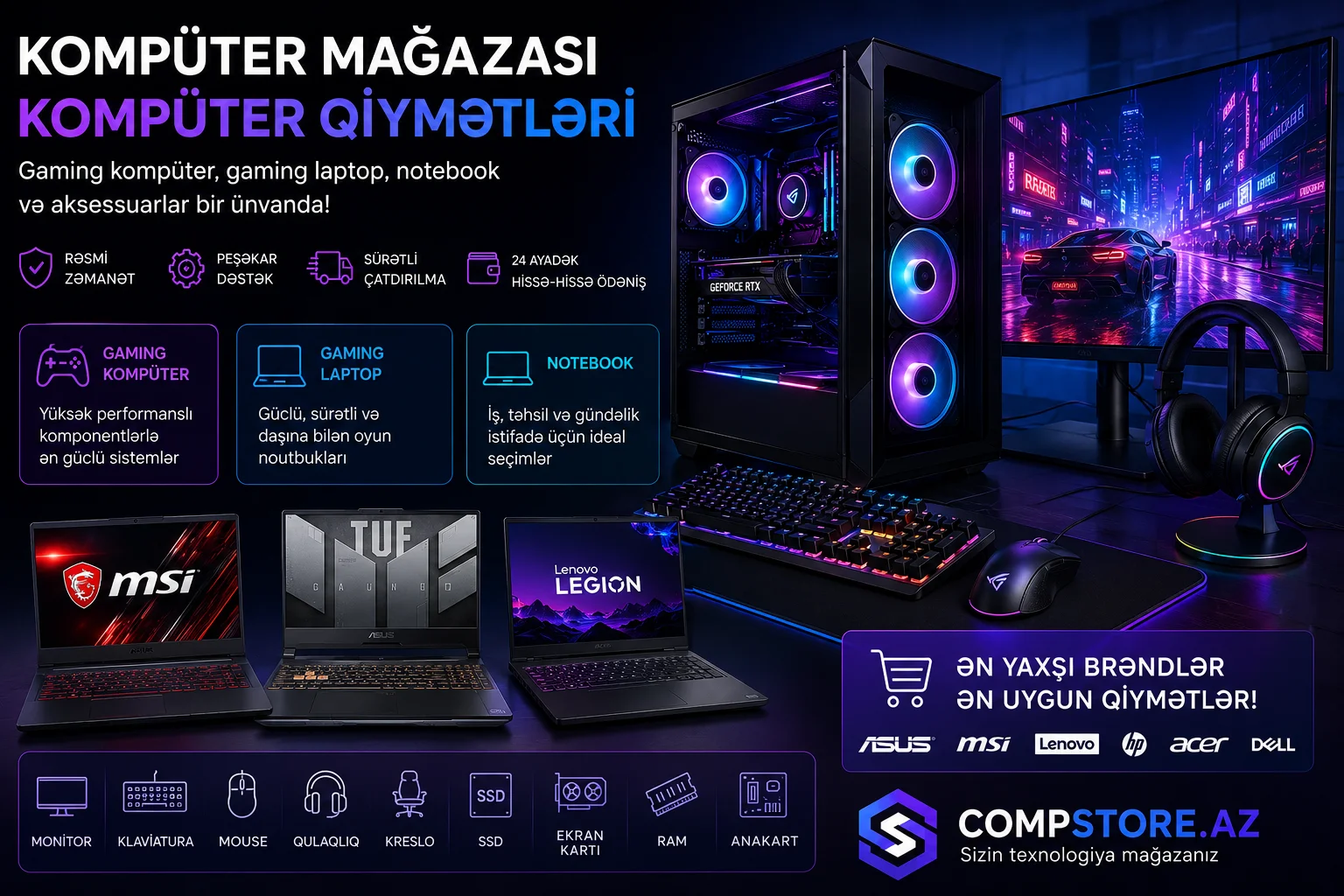 Komputer magazasi, komputer qiymetleri, gaming komputer ve gaming laptop secimi &ndash; Etrafli alis beledcisi