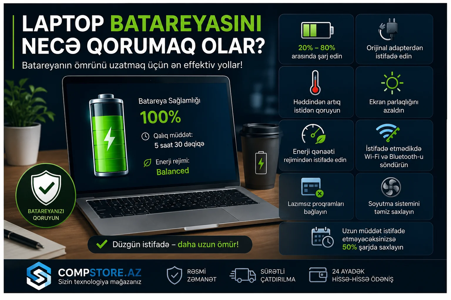 Laptop, Notebook batareyasini nece qorumaq olar?