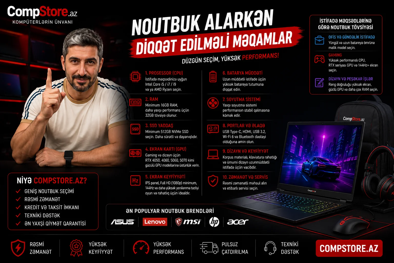 Noutbuk Alarken Diqqet Edilmeli Meqamlar