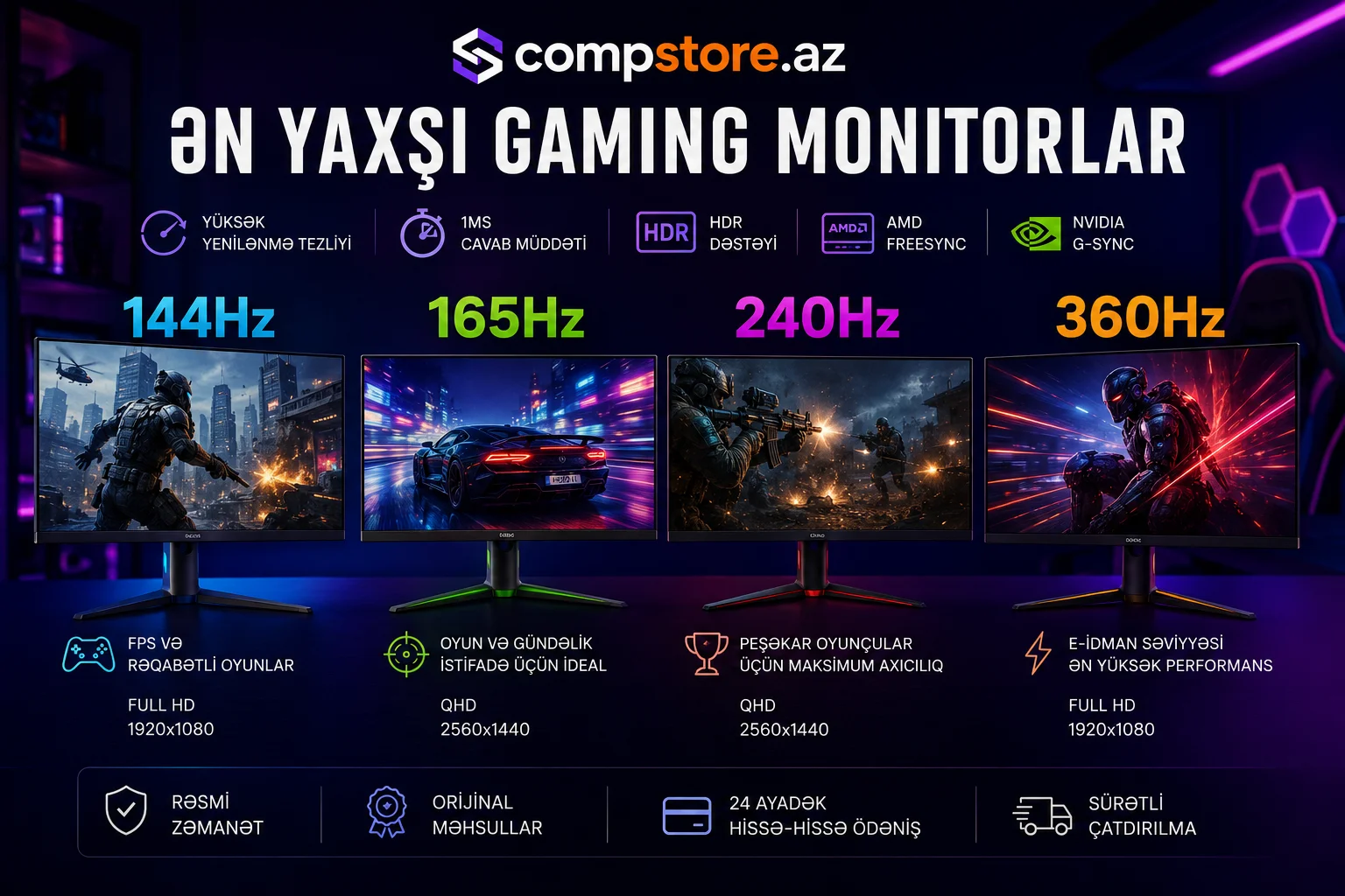 En yaxsi gaming monitorlar &ndash; Oyun ucun monitor secimi beledcisi
