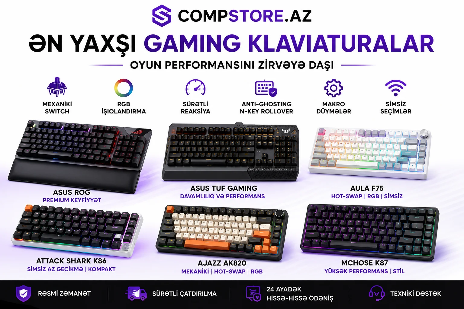 En yaxsi gaming klaviaturalar &ndash; Oyun performansinizi artiracaq secimler