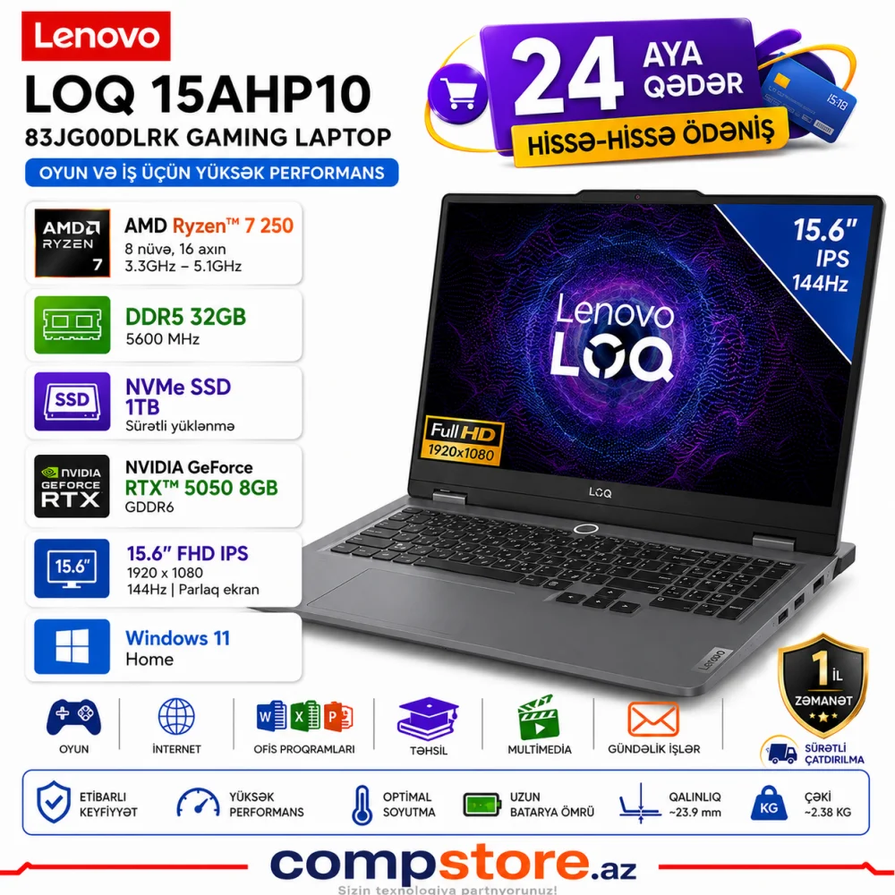 Lenovo LOQ 15AHP10 (83JG00DLRK) Gaming Laptop